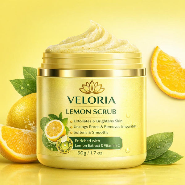 Veloria Lemon Vitamin C Face & Body Scrub – Brightening Exfoliating Skin Polish (50g)